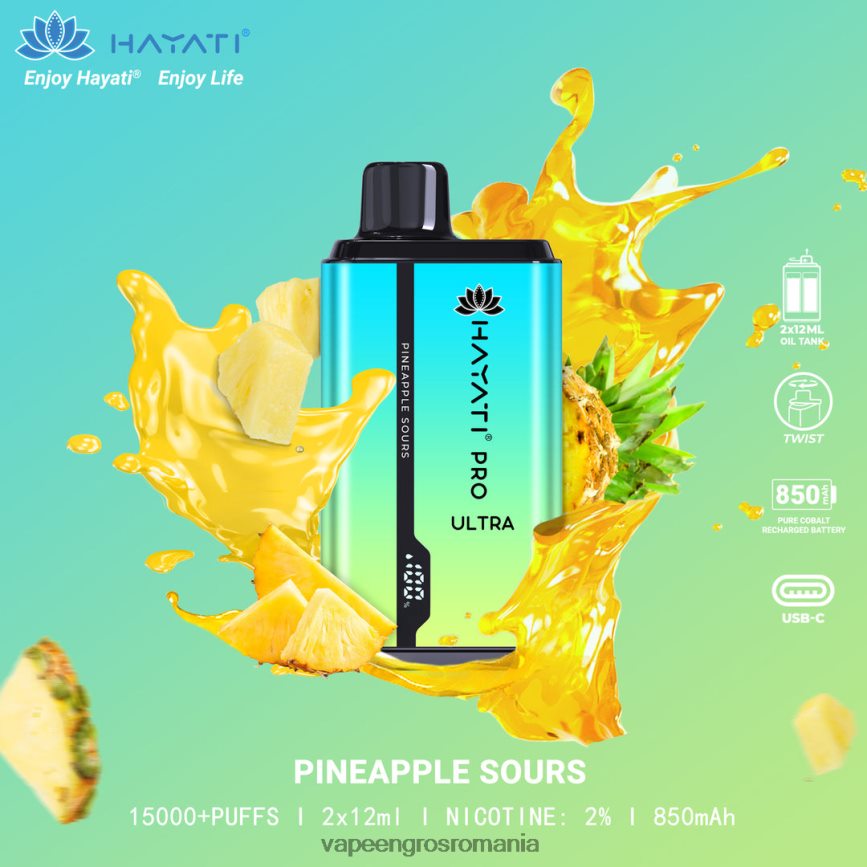 Vape Fara Nicotina acru de ananas N48BL228 Hayati Pro Ultra