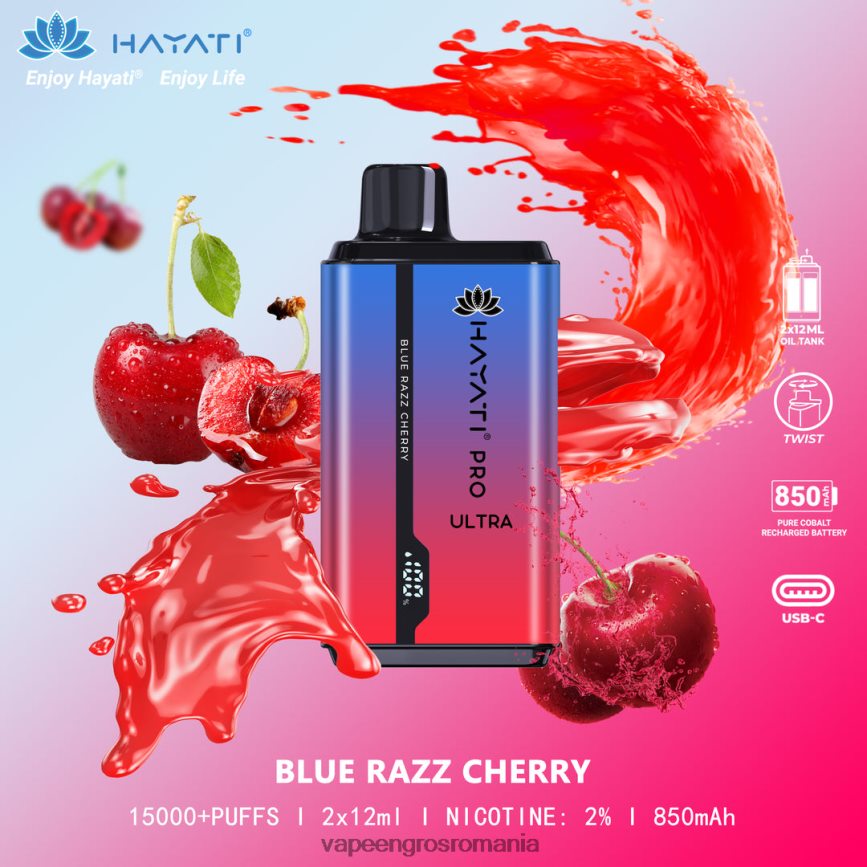 Vape Fara Nicotina cireș albastru razz N48BL198 Hayati Pro Ultra