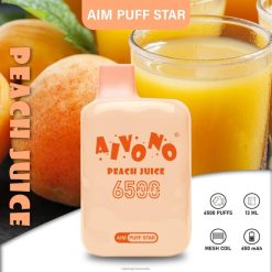 Aivono AIM PUFF STAR 6500 suc de piersici - XZ8VB289 Vape En-Gros Romania